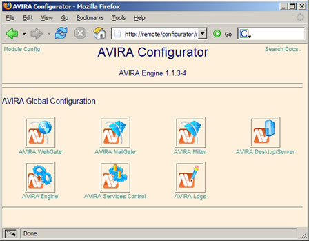 AVIRA Webmin Remote Panel  1.3 Screenshot